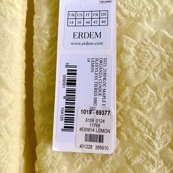 Brand new ERDEM Sunny Yellow Formal Dress, knee length - Picture 4 of 6